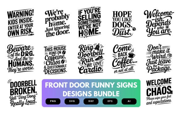 Front Door Sign SVG Bundle for T-Shirt Designs