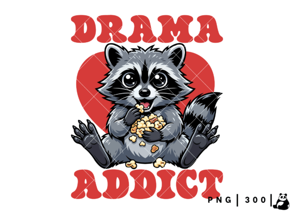 Funny Drama Addict Raccoon Valentine Graphics