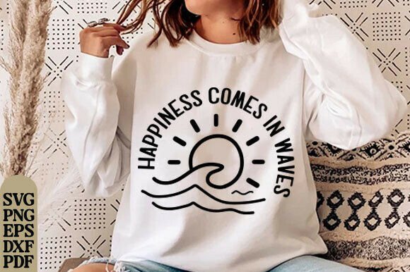 Happiness Comes in Waves SVG for Modern Branding