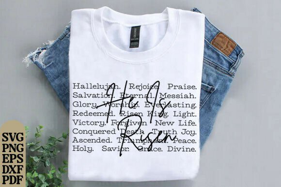 He Is Risen Words Graphics for T-Shirt Designs