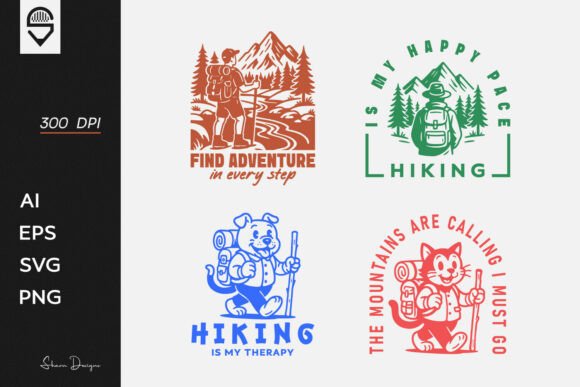Mountain Hiking Adventure T-shirt Bundle Graphics