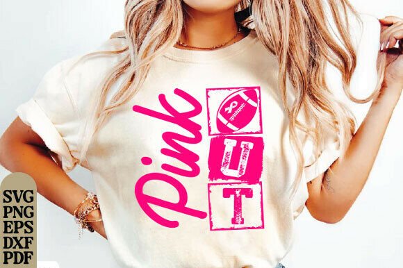 Pink Out Football Graphic for T-Shirt Designs