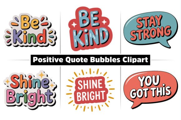 Positive Quote Bubbles Greeting Clipart Graphics for Digital Sellers